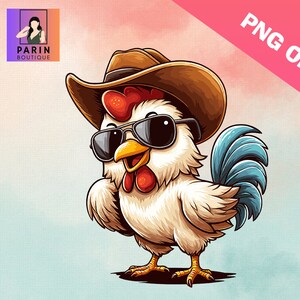 Lustige niedliche Huhn Cowboy Cowgirl png, Western Sublimationsdatei, lustige Sublimation, Bauernhof Clip Art, Sublimation Western Druck, druckbare Design