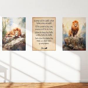 Aslan&#39;s death and Resurrection - 3 Narnia watercolor posters - King Aslan never dies