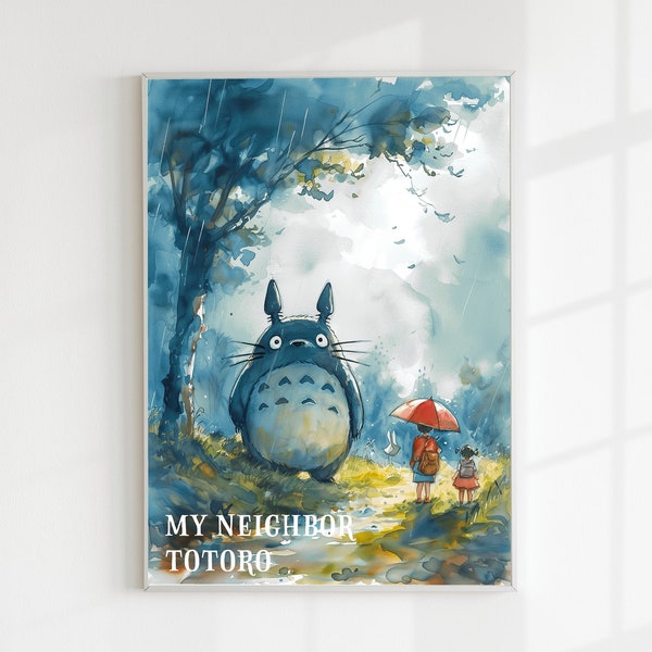 Incontro con Totoro - Poster digitale ad acquerello Ghibli
