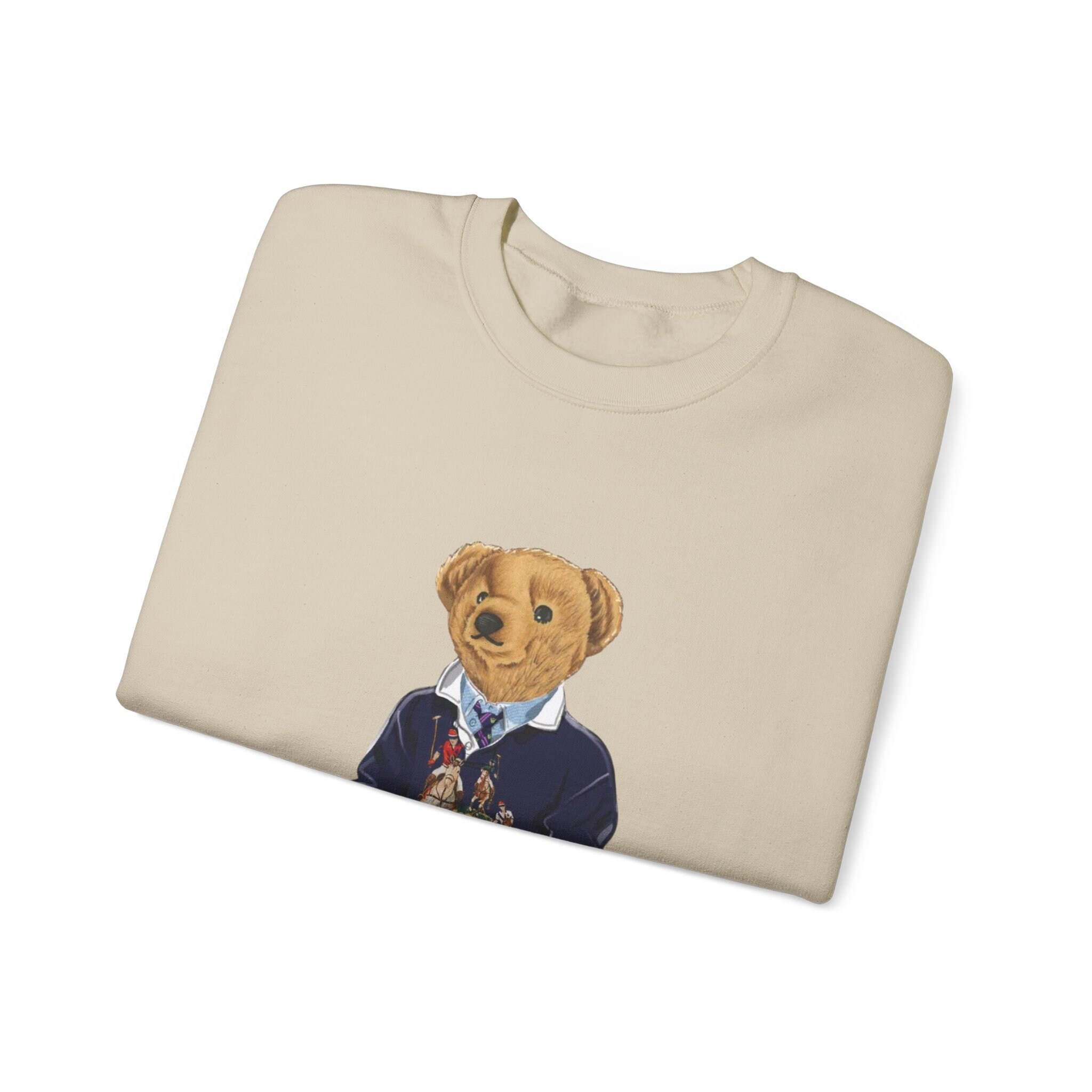 【23.65】22SS★ CIRCLE BEAR SWEAT SHIRT Casual Polo Bear Crewneck Tan Sweatshirt, Stylish Bear