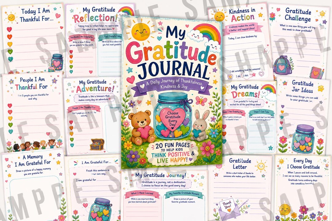 Kids Gratitude Journal Printable | 20-page Gratitude Workbook for ...