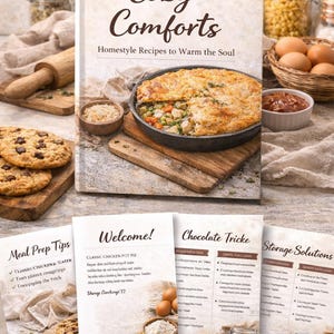 Libro de recetas caseras para disfrutar de momentos acogedores / Comida reconfortante clásica, consejos de cocina (descarga digital)