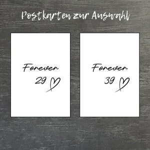 Cartolina - Forever 29 - Forever 39 - Compleanno - Congratulazioni - Buon compleanno - Auguri di compleanno - Biglietto di auguri di compleanno