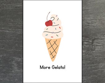 Cartão-postal de verão com mais gelato | Cartão de felicitações com tema de sorvete para namorada | Convite para tomar sorvete | Cartão de boas festas com saudações de verão