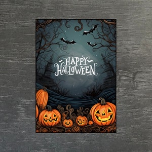 Halloween postcard | Happy Halloween | with beautiful all-over color print | A6 greeting card | Decoration