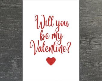 Postkarte - Will You Be My Valentine - Valentinstag - Liebespostkarte - Geschenkidee - Geschenk - Karte