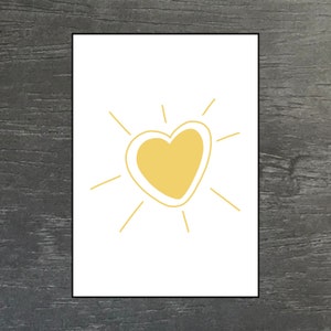 Postal Heart Sun - Tarjeta de felicitación amorosa con motivo de sol - Perfecta para amigos y ocasiones especiales