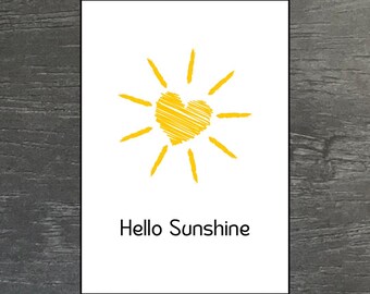 Cartão Postal Olá Solzinho Coração de Sol | Cartão de Boas Festas de Verão | Presente para Namorada Decoração Boho | Cartão de Boas Festas de Verão