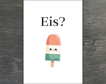 Postal de helado: linda tarjeta de felicitación para amantes del helado, verano y cumpleaños.