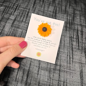 Câlin de poche tournesol | Tournesol avec carte | Ton petit porte-bonheur