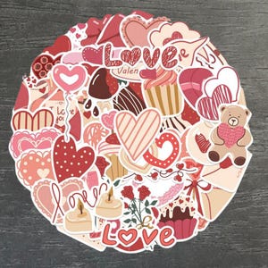Lot de 25 autocollants pour la Saint-Valentin – Autocollants mignons en forme de cœur pour cadeaux, cartes et projets de bricolage
