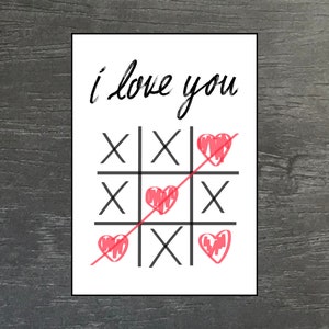 Postal "Te amo" - Tres en raya - Aniversario - Regalo para novia
