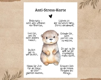 Cartão antiestresse com afirmações de lontra | Cartão postal sobre saúde mental para TDAH e autismo | Presente motivador para namorada | Atenção plena no dia a dia