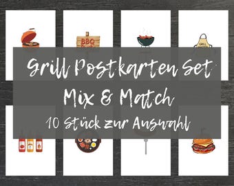 Conjunto de Cartões Postais para Convite de Churrasco | Cartões de Festa de Verão para Combinar | Presente para Mestres do Churrasco | Cartões Postais de Verão