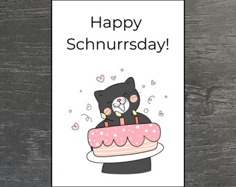 Süße Geburtstagskarte Katze Happy Schnurrsday I Postkarte Katzenfan I Lustige Katzenkarte I Geschenk Katzenmama Cat Mom I Happy Birthday