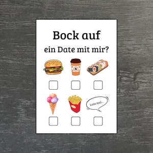 Karte "Bock auf ein Date mit mir?" | A6 Postkarte | romantische Grußkarte zum Ankreuzen