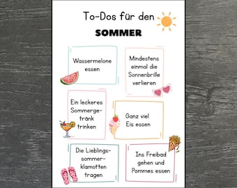 Cartão Postal Lista de Desejos de Verão | Cartão de Boas-Vindas Divertido para Férias | Presente para Namorada e Crianças nas Férias de Verão | Lista de Desejos para Marcar |