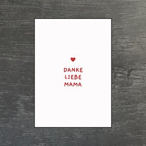 Cartolina per la festa della mamma | "Grazie cara mamma" con il cuore | Biglietto d'auguri A6 | Biglietto d'auguri minimalista | Idea regalo per la festa della mamma