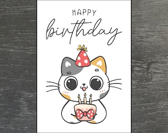 Postkarte - Geburtstag - Herzlichen Glückwunsch - Happy Birthday - Grußkarte - Katze