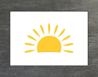 Cartão-postal minimalista com sol | Saudações de verão | Cartão de boas-vindas para as férias de verão | Bom humor | Presente para namorada