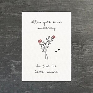 Cartolina per la festa della mamma | "Sei la mamma migliore" con mazzo di fiori | Biglietto di auguri A6