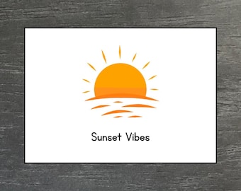 Cartão-postal com vibrações de pôr do sol | Cartão de boas-vindas de verão | Presente para namorada | Convite para a praia | Cartão de felicitações com decoração de verão e tema marítimo