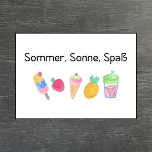 Cartolina - Estate, sole, divertimento - Vacanza - Biglietto d'auguri - Estate - Biglietto estivo - Gelato - Ananas - Amore estivo - Fragola - Frutta - Divertimento estivo