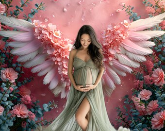 Feathered Angel Wings Digital Backdrop: Maternity Photography (Digital Download)