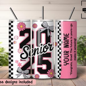 2025 Senior Theme Tumbler Wrap, Custom Senior Tumbler 20oz Skinny Tumbler Sublimation Design, Graduation Checkered Design Tumbler Wrap PNG