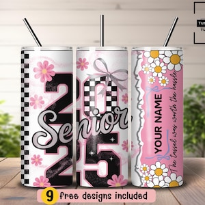 2025 Senior Theme Tumbler Wrap, Custom Senior Tumbler 20oz Skinny Tumbler Sublimation Design, Graduation Checkered Design Tumbler Wrap PNG