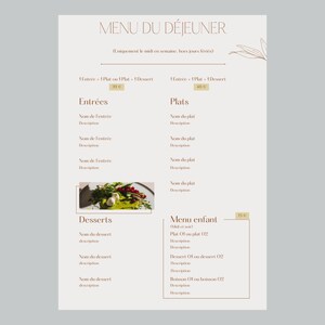Template Canva, model de carte et menus de restaurant. design BEIGE MINIMALISTE. image 7