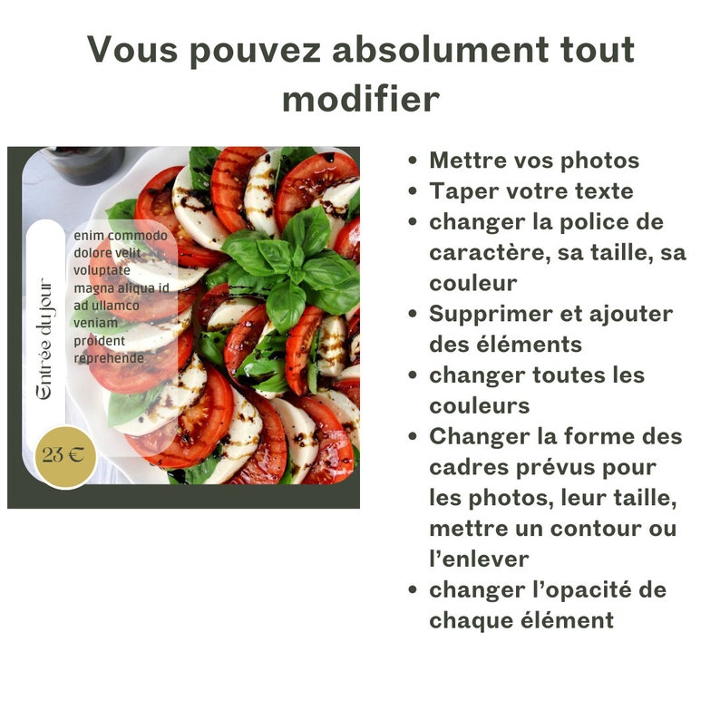 Template, template Canva, Design ANISETTE. Pack de template, pour 30 publications Instagram en français, professionnels de la restauration. image 4