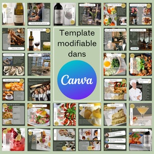 Template, template Canva, Design ANISETTE. Pack de template, pour 30 publications Instagram en français, professionnels de la restauration. image 1