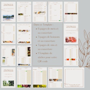 Template Canva, model de carte et menus de restaurant. design BEIGE MINIMALISTE. image 2