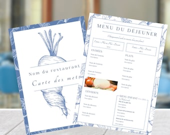 Plantilla de Canva, tarjeta de restaurante y plantilla de menú. ENCANTO DE ANTAN diseño.