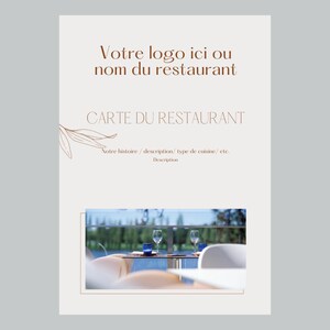 Template Canva, model de carte et menus de restaurant. design BEIGE MINIMALISTE. image 6