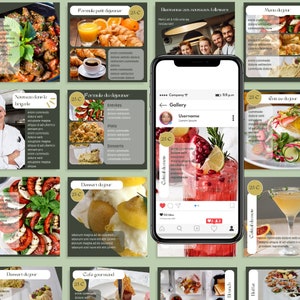 Template, template Canva, Design ANISETTE. Pack de template, pour 30 publications Instagram en français, professionnels de la restauration. image 6