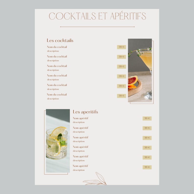 Template Canva, model de carte et menus de restaurant. design BEIGE MINIMALISTE. image 10