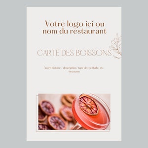 Template Canva, model de carte et menus de restaurant. design BEIGE MINIMALISTE. image 8