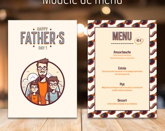 Template Canva, model de menus de restaurant. "Fête des pères"