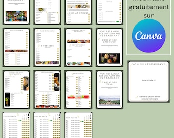 Plantilla de Canva, tarjeta de restaurante y plantilla de menú. Diseño ANISETA.