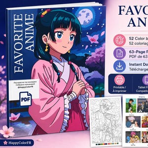 Libro da colorare a tema anime preferito in formato PDF – 52 pagine da colorare con i numeri
