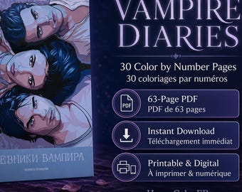 The Vampire Diaries - Disegni da colorare con i numeri in PDF: 30 pagine da colorare a tema mistero stampabili.