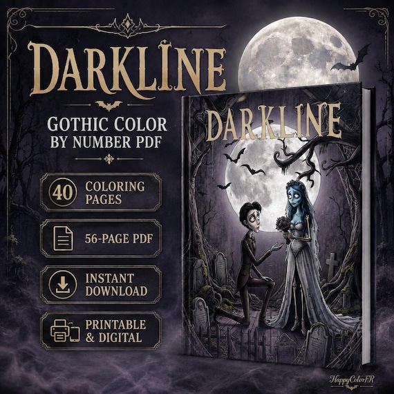 Darkline Color by Number PDF – 40 Gothic Horror Coloring Pages