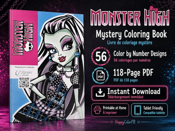 Monster High Mystery Coloring Book PDF – 56 Color by Number Pages