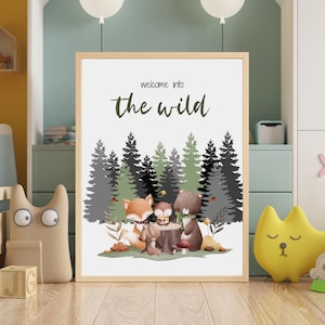 Children&#39;s poster, digital download, poster for children&#39;s room, A3, gift for children, wall picture for children, cute wild animals poster