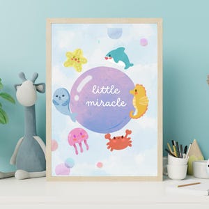 Póster infantil, descarga digital, póster para habitación infantil, A3, regalo para niños, cuadro de pared para niños, pequeño milagro