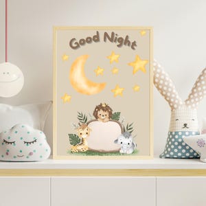 Kinderposter, good night, digitaler Download, Poster für Kinderzimmer, A3, Geschenk für Kinder, Wandbild für Kinder, Gute Nacht Gruß