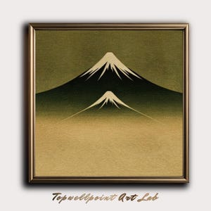 Impresión artística minimalista de paisaje montañoso japonés, decoración zen para el hogar, obra de arte inspirada en la naturaleza para espacios modernos, póster tranquilo y sereno, regalo
