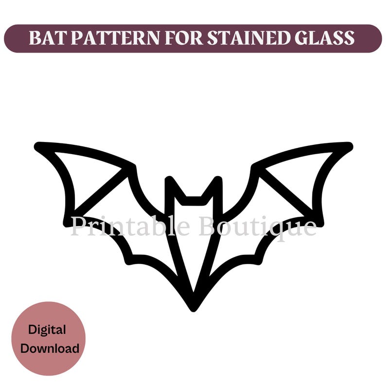 Bat Stained Glass Pattern PDF SVG, Flying Bat Suncatcher Template ...
